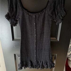 Lost + Wander Black Ruffle Mini Dress